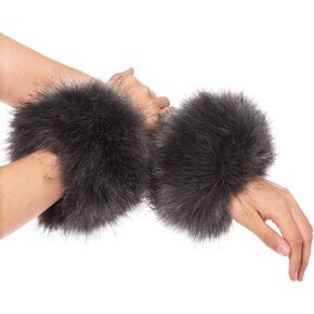 Women's Winter Faux Fur Short Wrist Cuff Warmers，Winter Faux Fox Furry Bands Arm Warmer