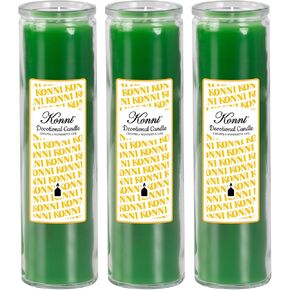 KONNI 2x8 Inch White Pillar Candles in Glass Set of 3, 7 Day Devotional Prayer Candle, Unscented Religious Candles, 105 Hours Emergency Candles Long Burning, Ideal for Memorials, Vigil, Blessing