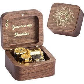 You are My Sunshine Music Box, Wind up Musical Boxes Gifts for Birthday Anniversary Thanksgiving Day Christmas (Walnut)