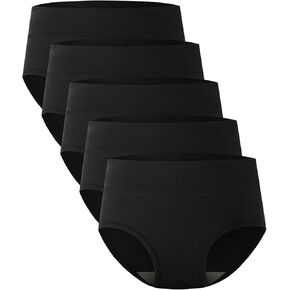 BAMBOO COOL Women's Underwear High Waisted Briefs Full Coverage Soft and Breathable Panties, 5-Pack
