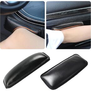 2PCS Memory Foam Car Console Knee and Elbow Pads, Universal Leather Cushion for Armrest Support, Comfort Enhancer for Long Drives, Car Accessories Interior (Black)
