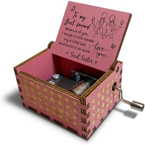Gifts for Grandma Hand Crank Wood Music Box,Granddaughter's Love, Antique Wooden Musical Boxes,Mother's Day, Birthday for Nana Mimi Grandmother(Purple)