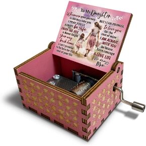 Gifts for Grandma Hand Crank Wood Music Box,Granddaughter's Love, Antique Wooden Musical Boxes,Mother's Day, Birthday for Nana Mimi Grandmother(Purple) in Kuwait