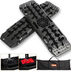 Off-Road Traction Boards with Jack Lift Base, Recovery Board for Sand, Mud, and Snow Tracks - Tire Traction Pads for RV Truck Jeep SUV (BLUE)