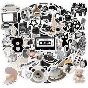 120PCS Aesthetic Stickers Black and White Stickers Pack, Y2K Aesthetic Stickers for Laptop Decals Eikecy Vinyl Waterproof Retro Vintage Stickers for Adults Teens
