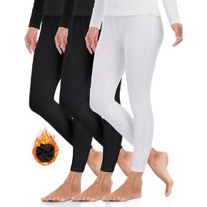 ZUTY 3 Pack Fleece Lined Leggings Women Long Johns Thermal Underwear Tights Warm Winter Base Layer Pants