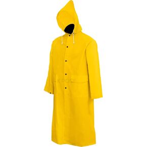 Xpose Safety Heavy Duty Yellow Rain Coat .35mm PVC 48in Raincoat Jacket with Detachable Hood, Waterproof, Fishing