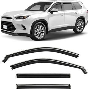 CLIM ART in-Channel Incredibly Durable Rain Guards for Toyota Grand Highlander 2024, Original Window Deflectors, Vent Deflector, Vent Window Visors, Dark Smoke Car Accessories, 4 pcs - 624395