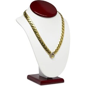Novel Box Beige Linen Necklace Jewelry Display Bust Stand X-Large (15.5X8X5) + Custom NB Pouch
