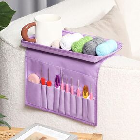 Vansolinne Sofa Armrest Organizer Crochet Organizer Yarn Couch Tray Skeins Storage Crochet Lovers Remote Control Holder Stitch Markers Hooks Knitting Needles Magazine Arm Chair Caddy Christmas Gift