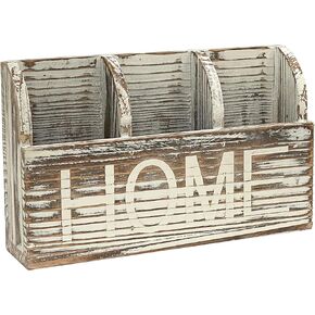 Rustic Wood Remote Control Holder Vintage Wooden Media Storage Wall-mounted Organizer Box (2.2x9x5.5 Inches)