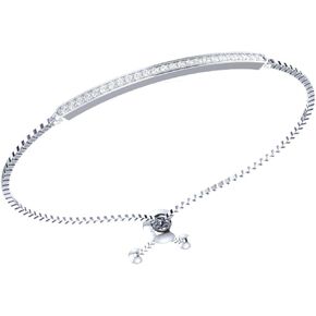 Demira Jewels 1/4 ct Single Line Diamond Tennis Bolo Bracelet in Solid 925 Sterling Silver, Free Size