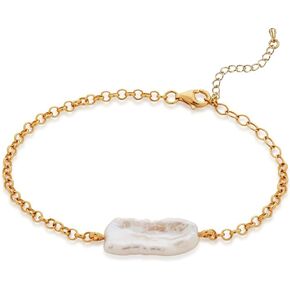 Pearl Bracelet 6mm Handpicked Pearl Chain 18k Gold Plated Delicate Vintage Y2k Jewelry Gifts for Mom Women Girls