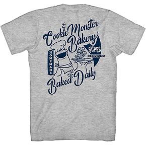 Sesame Street Men's Cookie Monster Bakery Front and Back Print T-Shirt