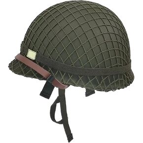 خوذة WW2 للجيش الأمريكي M1، معدات WW2، زي WW2، خوذة WW2 نسخة طبق الأصل من غلاف فولاذي معدني مع شبكة/حزام ذقن من القماش/شريط عين القطة