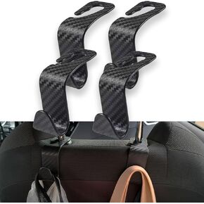 Car Seat Headrest Hook, Carbon Fiber Car Hook, Universal Back Seat Organizer, Car Purse Hook, Back Seat Headrest Hanger, Car Interior Accessories for Purses Bags Coats Water Bottles and Clothes