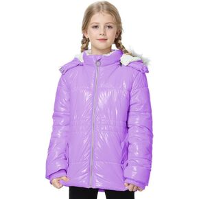 Girls Winter Coat Fleece Lined Jacket with Detachable Hood Warm Parka Comfy Puffer Outwear