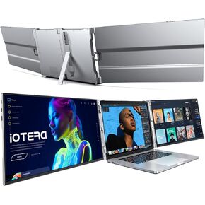 L LIMINK 15.4" Triple Laptop Screen Extender, 1080P Portable Dual Monitor for Laptop USB C HDMI, Plug-Play Laptop Monitor Extender for Triple Monitor Display for Mac/Windows, Fit 15.6"-18.5" Laptops