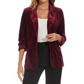 MINTLIMIT Womens Velvet Blazer Suit Jacket Casual Work Office Long Sleeve Fully Lined Blazer Jacket with Pocket Outerwear