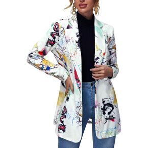Floerns Women's Casual Long Sleeve Graphic Colorful Blazer Work Suit Jackets