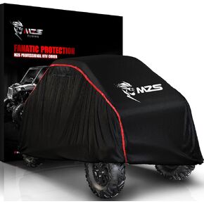 MZS UTV Cover, Heavy Duty 420D Side by Side Cover Waterproof Outdoor Protection fits up to 126" Utility Vehicle 2 Seater Compatible with Range RZR Pioneer Defender Commander Rhino Mule Teryx Textron