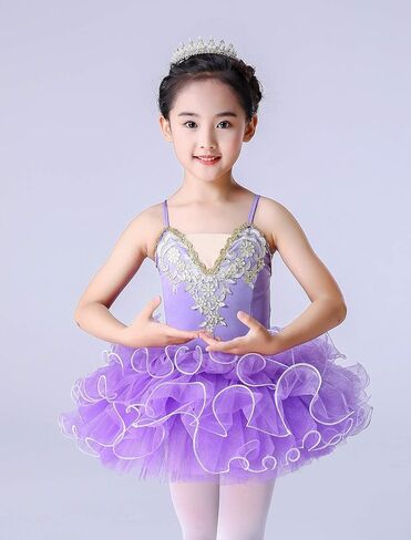 Girl's Skirted Leotards Ballet Dance Outfit Sparkle Tutu Princess Dress Ballerina Costumes with Arm Band 4-13Y … in Kuwait