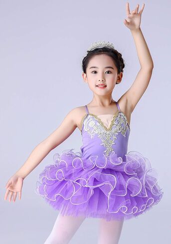 Girl's Skirted Leotards Ballet Dance Outfit Sparkle Tutu Princess Dress Ballerina Costumes with Arm Band 4-13Y … in Kuwait