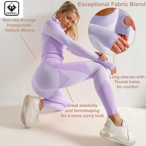 3 Piece Workout Sets for Women–Seamless Workout Sets with Jacket, Sports Bra & High-Waisted Leggings Women’s Gym Set in Saudi Arabia