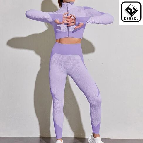 3 Piece Workout Sets for Women–Seamless Workout Sets with Jacket, Sports Bra & High-Waisted Leggings Women’s Gym Set in Saudi Arabia