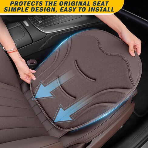 HOLDCY 2Pcs Car Seat Cushion – Ergonomic Comfort, Breathable Material, and Universal Fit, Anti-Slip Bottom for Secure Fit – Ideal for Cars, Office Chairs, and Long-Haul Trucks (Brown) in Kuwait
