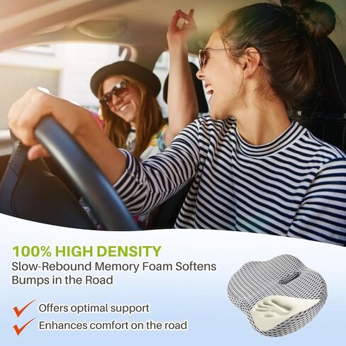 Car Seat Cushion for Driver/Passenger, Comfort Memory Foam Car Seat Cushions for Long Driving, Adjustable Strap, Improve Driving Vision/Posture, Sciatica Pain Relief Butt Pillow, Truck Car Seat Pad in Saudi Arabia