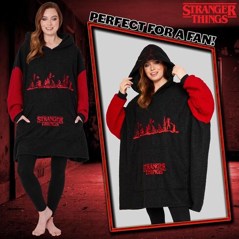 Stranger Things Blanket Hoodie for Adults and Teenagers - Cosy Oversized Fleece Hoodie One Size Sherpa Hood - Gifts for Her in Saudi Arabia