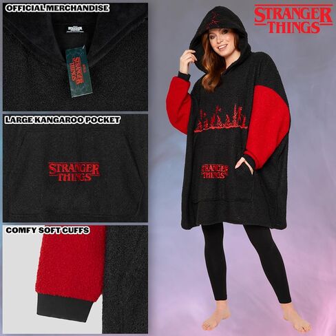 Stranger Things Blanket Hoodie for Adults and Teenagers - Cosy Oversized Fleece Hoodie One Size Sherpa Hood - Gifts for Her in Saudi Arabia