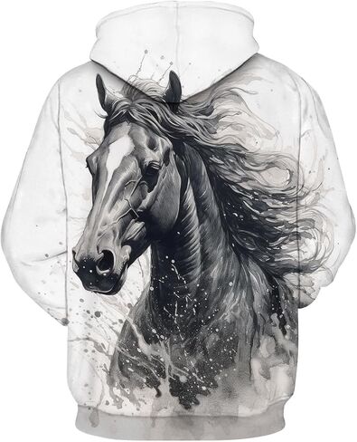 Men's Hoodie Horse Print Hoodies Novelty Graphic Sweatshirts Fashion Pullover in Kuwait