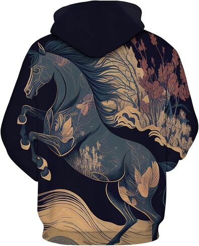 Men's Hoodie Horse Print Hoodies Novelty Graphic Sweatshirts Fashion Pullover in Kuwait