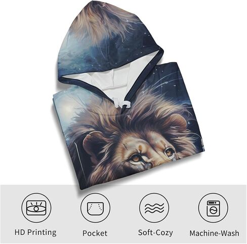 TiwBski Lion Pattern Hoodie for Men Novelty Animal Print Sweatshirt Hooded Pullover in Saudi Arabia