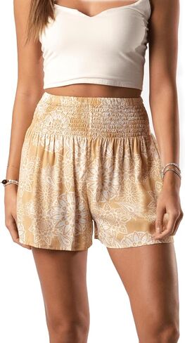 Lotus and Luna Flowy Beach High Elastic Waisted Boho Shorts… in Saudi Arabia