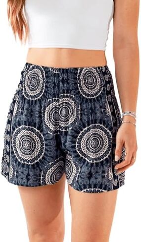 Lotus and Luna Flowy Beach High Elastic Waisted Boho Shorts… in Saudi Arabia
