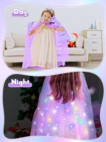 Princess Dress Up Costume for Girls 3 4 5 6 Years Old, Toddler Princess Clothes Cape, Christmas Birthday Party Gift in Saudi Arabia