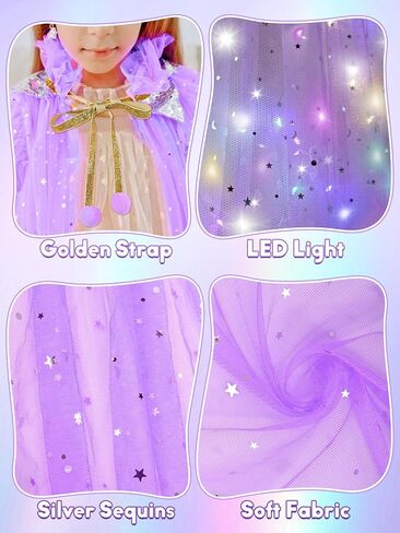 Princess Dress Up Costume for Girls 3 4 5 6 Years Old, Toddler Princess Clothes Cape, Christmas Birthday Party Gift in Saudi Arabia
