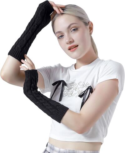 HeyToo Knit Fingerless Gloves for Women Winter Fingerless Long Gloves for Women Women’s Long Knit Fingerless Gloves in Kuwait