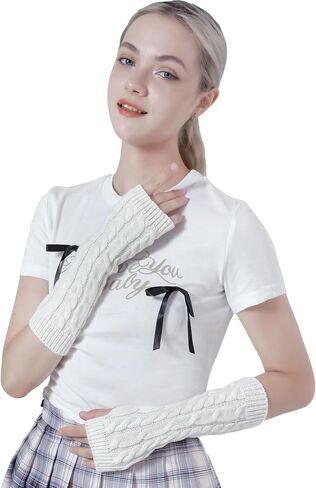 HeyToo Knit Fingerless Gloves for Women Winter Fingerless Long Gloves for Women Women’s Long Knit Fingerless Gloves in Kuwait