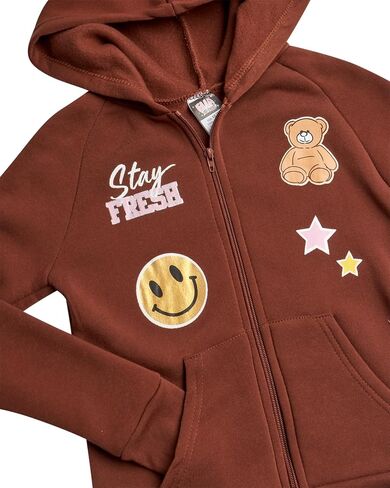 Girls Joggers Set - 3 Piece Zip Up Hoodie, Graphic Tee, and Jogger Pants - Girls' Activewear Fleece Jogset (7-8) in Saudi Arabia