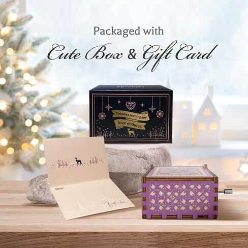 Gifts for Grandma Hand Crank Wood Music Box,Granddaughter's Love, Antique Wooden Musical Boxes,Mother's Day, Birthday for Nana Mimi Grandmother(Purple) in Saudi Arabia