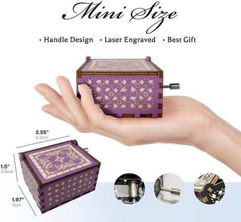 Gifts for Grandma Hand Crank Wood Music Box,Granddaughter's Love, Antique Wooden Musical Boxes,Mother's Day, Birthday for Nana Mimi Grandmother(Purple) in Saudi Arabia