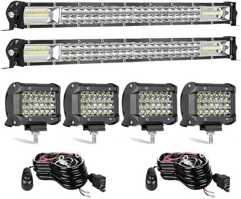 مجموعات شريط إضاءة LED للشاحنة - قضبان إضاءة LED رفيعة مقاس 20 بوصة، وحدات إضاءة LED مقاس 4 بوصات 12 فولت 24 فولت، ضوء عمل LED على الطرق الوعرة لعربة التقاط جرار ATV مع حزام الأسلاك in Saudi Arabia