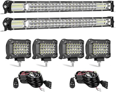 مجموعات شريط إضاءة LED للشاحنة - قضبان إضاءة LED رفيعة مقاس 20 بوصة، وحدات إضاءة LED مقاس 4 بوصات 12 فولت 24 فولت، ضوء عمل LED على الطرق الوعرة لعربة التقاط جرار ATV مع حزام الأسلاك in Saudi Arabia
