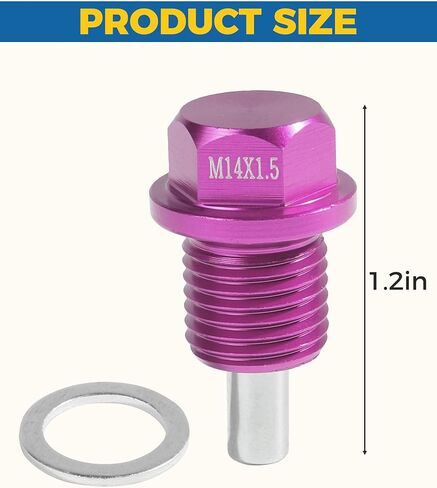 Oil Drain Plug,M14x1.5 Oil Plug,Magnetic Oil Drain Plug,Oil Pan Drain Plug,Car Accessories Engine Oil Drain Plug,Automotive Replacement Engine Oil Drain Plugs,Suitable for Most Cars (Purple) in Saudi Arabia