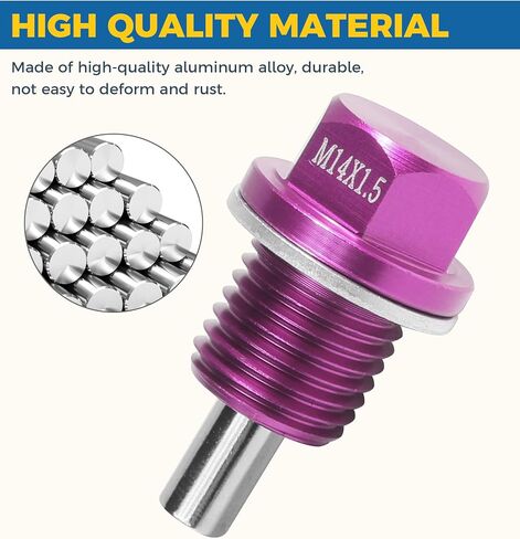 Oil Drain Plug,M14x1.5 Oil Plug,Magnetic Oil Drain Plug,Oil Pan Drain Plug,Car Accessories Engine Oil Drain Plug,Automotive Replacement Engine Oil Drain Plugs,Suitable for Most Cars (Purple) in Saudi Arabia