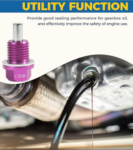Oil Drain Plug,M14x1.5 Oil Plug,Magnetic Oil Drain Plug,Oil Pan Drain Plug,Car Accessories Engine Oil Drain Plug,Automotive Replacement Engine Oil Drain Plugs,Suitable for Most Cars (Purple) in Saudi Arabia